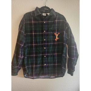 Disney Tigger Plaid Corduroy Long Sleeve Button Up